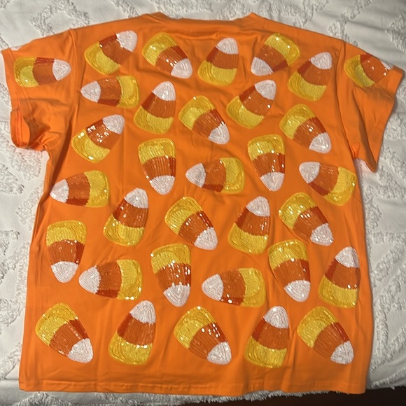 QUEEN OF SPARKLES | small Candy Corn top NWT - Picture 3 of 3